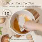 CAROTE 1.5Qt & 3.0Qt Sauce Pan Set with Lid Nonstick Saucepan 4 Pcs Non Stick Sauce Pots Cooking Pot with Pour Spout, Easy to Clean, Small Kitchen Pots Induction Pot, PFOA FREE (White Granite) - Image 5