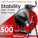 HBTower Step Ladder, Folding Step Stool with Wide Anti-Slip Pedal, Sturdy Steel Ladder, Convenient Handrail, Lightweight, Portable Steel Step Stool - Image 4