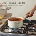 CAROTE 1.5Qt & 3.0Qt Sauce Pan Set with Lid Nonstick Saucepan 4 Pcs Non Stick Sauce Pots Cooking Pot with Pour Spout, Easy to Clean, Small Kitchen Pots Induction Pot, PFOA FREE (White Granite) - Image 6