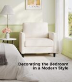 Sofa Accent Chair, 33" Reading Chair for Bedroom, Tool-Free Setup Living Room Accent Chairs, Comfy Arm Chairs Living Room, All-Wood Reading Nook, Beige - Image 9