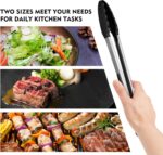 HOTEC Premium Stainless Steel Locking Kitchen Tongs with Silicon Tips, Set of 2-9" and 12" - Image 7