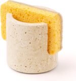 WORHE Travertine Sponge Holder for Kitchen, Natural Stone Drying Rack Brush Holder for Bathroom, Kitchen, Sink - Fast Absorbing Dish Sponge Caddy Sturdy & Stylish Sink Accessory Beige (WH084) - Image 2