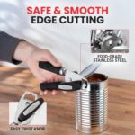Zulay Kitchen Heavy Duty Stainless Steel Can Opener Manual with Bottle Opener - Rust Proof Manual Can Opener With Turn Knob & Comfy Soft Grip Handles - Black - Image 4