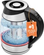 Chefman Electric Kettle with Temperature Control, 5 Presets LED Indicator Lights, Removable Tea Infuser, Glass Tea Kettle & Hot Water Boiler, 360° Swivel Base, BPA Free, Stainless Steel, 1.8 Liters - Image 2
