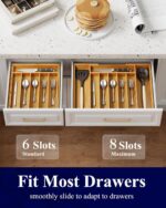 Kitsure Large Bamboo Silverware Organizer - Expandable Drawer Organizer for Utensil, Cutlery and Flatware, Kitchen Storage Solution with 6 to 8 Slots, Natural, 18.7" × 12.8" × 1.8" - Image 8