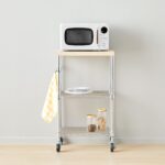 Amazon Basics Portable Kitchen 3-Tier Storage Rack on Caster Wheels with Adjustable 2 Shelves, 175 Pound Capacity, 21 x 15 x 36.7 inches (LxWxH), Wood/Chrome - Image 6