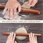 Aisoso French Rolling Pin, 17.7 Inches Wood Rolling Pin for Baking Extra Long Thickened, Classic Wooden Dough Roller for Fondant Pizza Pie Crust Cookie Pastry, Essential Kitchen Utensil, Brown - Image 7