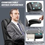 Office Chair, Ergonomic Big and Tall Computer Desk Chairs, Executive Breathable Leather Chair with Adjustable High Back Flip-up Armrests, Lumbar Support Swivel PC Chair with Rocking Function - Image 9