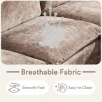 Karl home 122" Sectional Couch 3-Seat Deep Sofa Couch with Ottoman Modern L Shape Sectional Sofa Chenille Upholstered for Living Room, Apartment, Studio, Office, Light Brown - Image 5