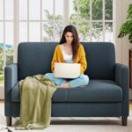 Loveseat Sofa, 51" Love Seat, Comfy Teddy Small Loveseat for Small Spaces, Tool-Free Setup Sofa Couch for Bedroom, All-Wood Couches for Living Room, No Pillow Included, Blue Grey - Image 2