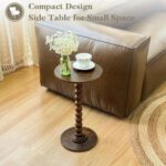 Round Side Table, Small Drink Table for Small Spaces, Modern Accent Nightstand with Solid Wood Leg for Living Room, Bedroom, Corners, and Office (Rustic Brown) - Image 6