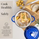 Nuovva Enamelled Cast Iron Dutch Oven Pot with Lid – 6.4 Quart Non Stick Casserole Pot – Heavy Duty & Oven Safe up to 500° F for Bread Baking, Braising, Stews, Roasting – 28cm Dark Blue - Image 6