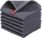 Homaxy 100% Cotton Waffle Weave Kitchen Dish Cloths, Ultra Soft Absorbent Quick Drying Dish Towels, 12 x 12 Inches, 6-Pack, Dark Grey - Image 2