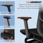 GABRYLLY Ergonomic Office Chair with Adjustable Lumbar Support, 3D Armrests & Headrest, 135° Reclining Chair with Footrest & Large Steel Base,300LBS Swivel Desk Chair(GYMN01) - Image 7