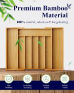 Kitsure Large Bamboo Silverware Organizer - Expandable Drawer Organizer for Utensil, Cutlery and Flatware, Kitchen Storage Solution with 6 to 8 Slots, Natural, 18.7" × 12.8" × 1.8" - Image 10