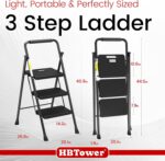 HBTower Step Ladder, Folding Step Stool with Wide Anti-Slip Pedal, Sturdy Steel Ladder, Convenient Handrail, Lightweight, Portable Steel Step Stool - Image 7