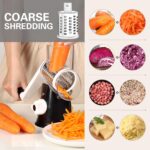 Cambom Rotary Cheese Grater Hand Crank Cheese Shredder for Fresh Cheese, Vegetable, Nuts,Non-slip Suction Base, Free Cleaning Brush Three Blades, Black - Image 3