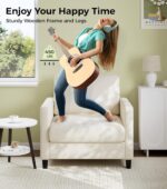 Sofa Accent Chair, 33" Reading Chair for Bedroom, Tool-Free Setup Living Room Accent Chairs, Comfy Arm Chairs Living Room, All-Wood Reading Nook, Beige - Image 5