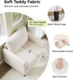 Sofa Accent Chair, 33" Reading Chair for Bedroom, Tool-Free Setup Living Room Accent Chairs, Comfy Arm Chairs Living Room, All-Wood Reading Nook, Beige - Image 4