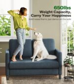 Loveseat Sofa, 51" Love Seat, Comfy Teddy Small Loveseat for Small Spaces, Tool-Free Setup Sofa Couch for Bedroom, All-Wood Couches for Living Room, No Pillow Included, Blue Grey - Image 6