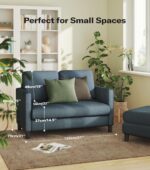 Loveseat Sofa, 51" Love Seat, Comfy Teddy Small Loveseat for Small Spaces, Tool-Free Setup Sofa Couch for Bedroom, All-Wood Couches for Living Room, No Pillow Included, Blue Grey - Image 3