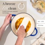 Nuovva Enamelled Cast Iron Dutch Oven Pot with Lid – 6.4 Quart Non Stick Casserole Pot – Heavy Duty & Oven Safe up to 500° F for Bread Baking, Braising, Stews, Roasting – 28cm Dark Blue - Image 9