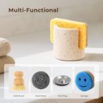 WORHE Travertine Sponge Holder for Kitchen, Natural Stone Drying Rack Brush Holder for Bathroom, Kitchen, Sink - Fast Absorbing Dish Sponge Caddy Sturdy & Stylish Sink Accessory Beige (WH084) - Image 5