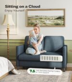 Loveseat Sofa, 51" Love Seat, Comfy Teddy Small Loveseat for Small Spaces, Tool-Free Setup Sofa Couch for Bedroom, All-Wood Couches for Living Room, No Pillow Included, Blue Grey - Image 10