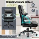 Office Chair, Ergonomic Big and Tall Computer Desk Chairs, Executive Breathable Leather Chair with Adjustable High Back Flip-up Armrests, Lumbar Support Swivel PC Chair with Rocking Function - Image 8