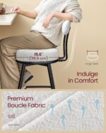 VASAGLE 360° Swivel Bar Stools Set of 2, Counter Height Bar Stools with Back, Boucle Fabric, Contemporary Modern, 25.4 Inch Tall, Kitchen and Home Bar, Cloud White ULBC130W01V1 - Image 5