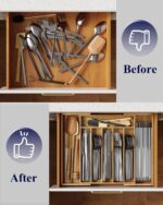 Kitsure Large Bamboo Silverware Organizer - Expandable Drawer Organizer for Utensil, Cutlery and Flatware, Kitchen Storage Solution with 6 to 8 Slots, Natural, 18.7" × 12.8" × 1.8" - Image 9