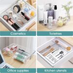 WOWBOX 25 PCS Clear Plastic Drawer Organizer Set, 4 Sizes Desk Drawer Divider Organizers and Storage Bins for Makeup, Jewelry, Gadgets for Kitchen, Bedroom, Bathroom, Office - Image 6