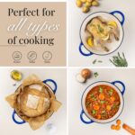 Nuovva Enamelled Cast Iron Dutch Oven Pot with Lid – 6.4 Quart Non Stick Casserole Pot – Heavy Duty & Oven Safe up to 500° F for Bread Baking, Braising, Stews, Roasting – 28cm Dark Blue - Image 8