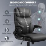 Office Chair, Ergonomic Big and Tall Computer Desk Chairs, Executive Breathable Leather Chair with Adjustable High Back Flip-up Armrests, Lumbar Support Swivel PC Chair with Rocking Function - Image 6