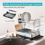 SUNLY 2 Tier Dish Drying Rack, Extra Large Dish Rack, Multifunctional Large Dish Drainers for Kitchen Counter, 304 Stainless Steel Kitchen Drying Rack, Bowl Drying Rack, Extendable Drain Spout, Black - Image 5
