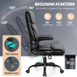 Office Chair, Ergonomic Big and Tall Computer Desk Chairs, Executive Breathable Leather Chair with Adjustable High Back Flip-up Armrests, Lumbar Support Swivel PC Chair with Rocking Function - Image 7