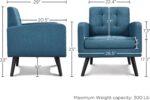 Yaheetech Mid-Century Accent Chairs, Modern Upholstered Living Room Chair, Cozy Armchair Button Tufted Back and Wood Legs for Bedroom/Office/Cafe, Navy Blue - Image 4