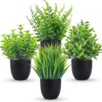 Der Rose Fake Plants 4 Packs Artificial Plants Small Faux Plants Black Bathroom Accessories for Halloween Bathroom Home Kitchen Coffee Table Office Desk Decor Indoor - Image 2