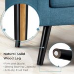 Yaheetech Mid-Century Accent Chairs, Modern Upholstered Living Room Chair, Cozy Armchair Button Tufted Back and Wood Legs for Bedroom/Office/Cafe, Navy Blue - Image 9