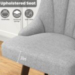 Swivel Bar Stools with Backs, 24" Counter Height Bar Stools Set of 2, Fabric Upholstered Counter Barstools with Solid Wood Legs for Kitchen Island, Home Bar, Light Gray - Image 6