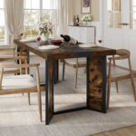 Industrial Dining Table for 6-8 People, 71" Large Long Wooden Kitchen Table with Sturdy Metal Frame & Brown Finish, Rustic Style Rectangular Dinner Table for Dining Room, Kitchen (Vintage Brown) - Image 5