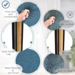 Yaheetech Mid-Century Accent Chairs, Modern Upholstered Living Room Chair, Cozy Armchair Button Tufted Back and Wood Legs for Bedroom/Office/Cafe, Navy Blue - Image 7