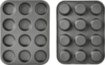 Amazon Basics Nonstick Round Muffin Baking Pan, 12 Cups, Set of 2, Gray, 13.9x10.55x1.22" - Image 6