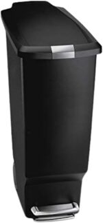 simplehuman 40 Liter / 10.6 Gallon Slim Kitchen Step Trash Can With Secure Slide Lock, Black Plastic - Image 2