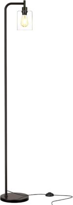 Industrial Floor Lamp with Glass Shade - Black, LED Bulbs, Foot Pedal Switch, Easy Assembly - Image 10