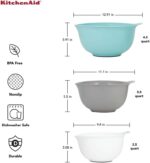 KitchenAid Universal Nesting Plastic Mixing Bowls, Set Of 3, 2.5 quart, 3.5 quart, 4.5 quart, Non Slip Base with Easy Pour Spout to Reduce Mess, Dishwasher Safe, Aqua Sky, White, Gray - Image 4