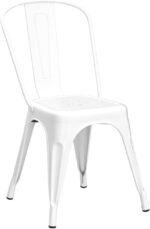 Nazhura Metal Dining Chair Farmhouse Tolix Style for Kitchen Dining Room Café Restaurant Bistro Patio, 18 Inch, Stackable, Waterproof Indoor/Outdoor (Sets of 4) (White) - Image 5
