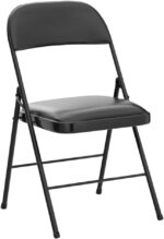 Nazhura 4 Pack Folding Chairs with Padded Cushion and Back, Khaki Metal Chairs with Comfortable Cushion and Durable Steel Frame for Home and Office, for Indoor and Outdoor Events (Black, 4 Pack) - Image 5