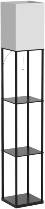 SUNMORY Floor Lamp with Shelves, Modern Square Standing Lamp with 3 Color Temperature Bulb, Corner Display Bookshelf Lamp for Living Room and Bedroom(Black) - Image 5