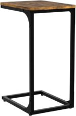 QEEIG C Table Side Table Set of 2 Living Room Sets C Shaped Couch Tray End Tables Farmhouse, Rustic Brown (017-30BN) - Image 8
